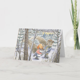 Cartão De Festividades Dos "cartão de Natal da valsa patinadores"