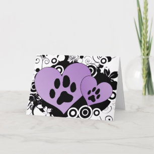 Cartão De Festividades Double Paw Valentine Hearts - Purple