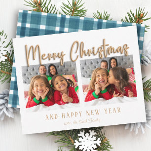 Cartão De Festividades Dourada Bolha de Natal Letras Xadrez Azul