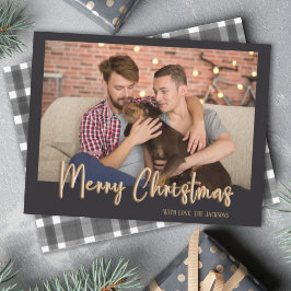 Cartão De Festividades Dourada Bolha de Natal Meritíssimo Letras Xadrezes