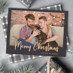 Cartão De Festividades Dourada Bolha de Natal Meritíssimo Letras Xadrezes