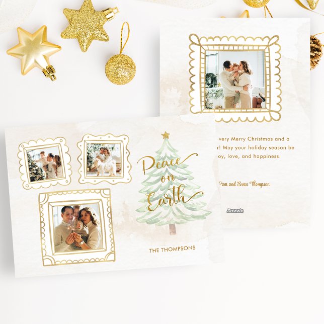 Cartão De Festividades Dourada e divertida paz com o rabisco na Terra 3-f (Criador carregado)