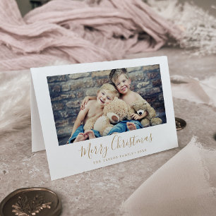 Cartão De Festividades Dourada e minimalista Foto da Paisagem de Natal Fe