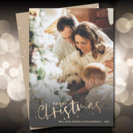Cartão De Festividades Dourada Foto de Natal Feliz
