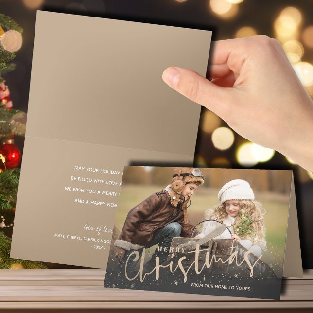 Cartão De Festividades Dourada Foto de Natal Folgado (Criador carregado)