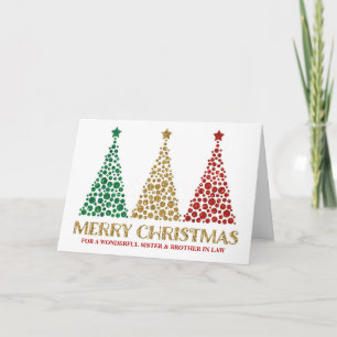Cartão De Festividades Dourada Irmã e Irmã do Natal Verde Vermelho em Dir