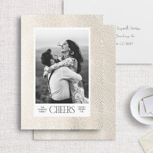 Cartão De Festividades Dourada linha ondulada Elegante Borda Elegante Ano