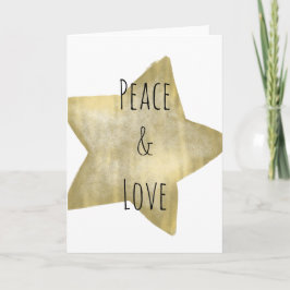Cartão De Festividades Dourada Star Peace Love