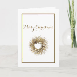 Cartão De Festividades Dourada Wreath Merry Christmas Card