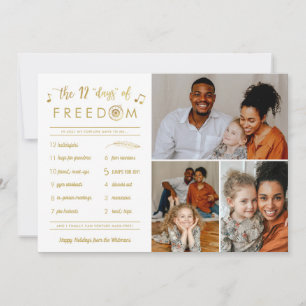 Cartão De Festividades Dourado 3 Foto Colagem Engraçado Posto Covid Natal