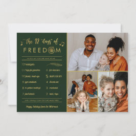 Cartão De Festividades Dourado 3 Foto Colagem Engraçado Posto Covid Natal