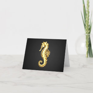 Cartão De Festividades Dourado Cavalo de Mar Poligonal