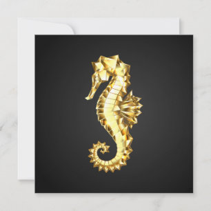 Cartão De Festividades Dourado Cavalo de Mar Poligonal