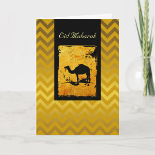 Cartão De Festividades Dourado Chevron Eid Mubarak