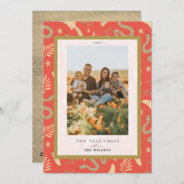 Cartão De Festividades Dourado Cobra e Mushroom 2 Fotografia Chinês Ano N