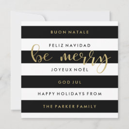 Cartão De Festividades Dourado com o Natal Internacional das Modernas Str