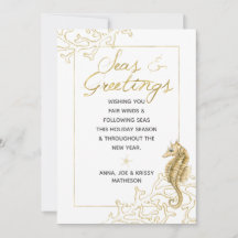 Dourado e branco Mar e saudações Natal náutico