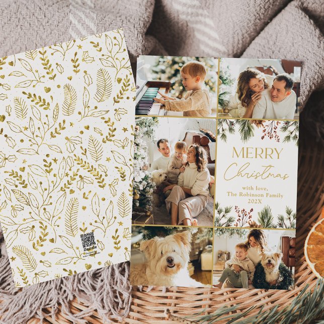 Cartão De Festividades Dourado e Branco moderno - Feliz Natal (Criador carregado)