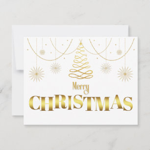 Cartão De Festividades Dourado e branco simples brilho Natal