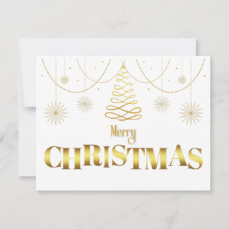 Cartão De Festividades Dourado e branco simples brilho Natal