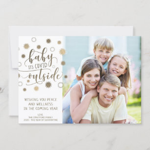 Cartão De Festividades Dourado FOTOGRAFADO, BEBÊ, SUA COVID FORA DA Tipog
