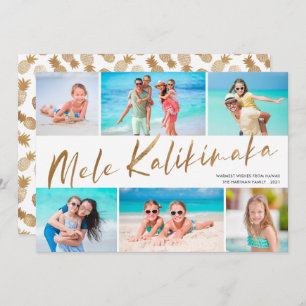 Cartão De Festividades Dourado Mele Kalikimaka 6 Fotografia Colagem Natal