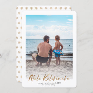 Cartão De Festividades Dourado Mele Kalikimaka Foto Mínima Holi de Natal