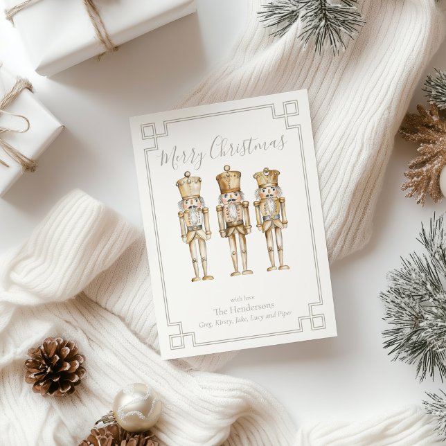 Cartão De Festividades Dourado Natal do Nutcracker (gold nutcracker christmas holiday card
)