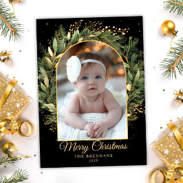 Cartão De Festividades Dourado Natal Elegante 1 Foto Botânica