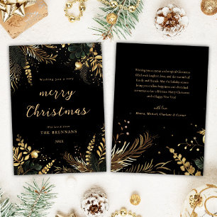 Cartão De Festividades Dourado negro de Natal Elegante moderno