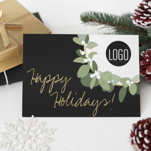 Cartão De Festividades Dourado negro Moderno Feriado de sua empresa de lo