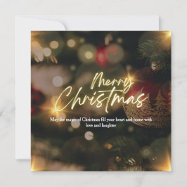 Cartão De Festividades Dourado personalizado e Red Elegant Feliz Natal