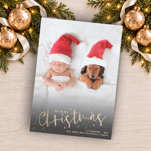 Cartão De Festividades Dourado Script Feliz Foto de Natal