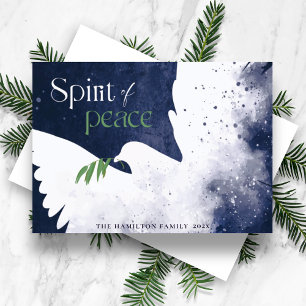Cartão De Festividades Dove Spirit of Peace Blue Holiday Card
