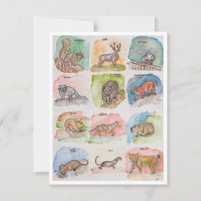 Cartão De Festividades Doze Animais Assustadores (Frente)