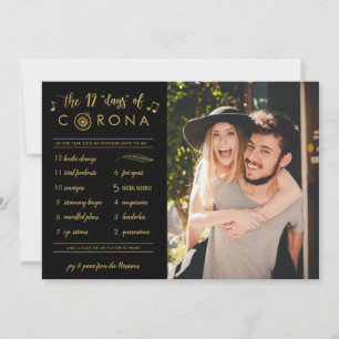 Cartão De Festividades Doze Dias Engraçados de Foto Dourada de Corona