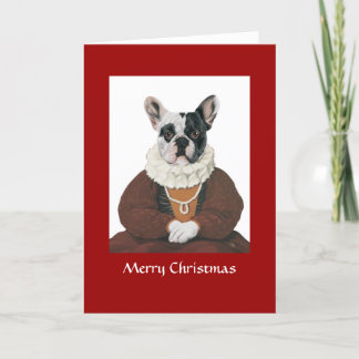 Cartão De Festividades DR030 buldogue francês, Feliz Natal