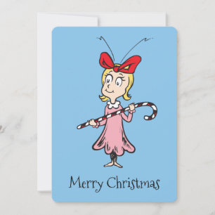 Cartão De Festividades Dr. Seuss Cindy-Lou Who - Holding Candy Cane