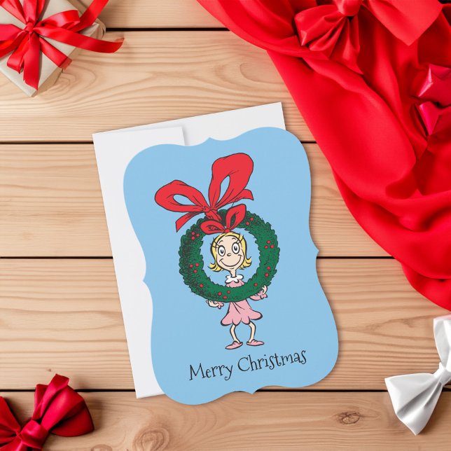Cartão De Festividades Dr. Seuss | Cindy-Lou Who - Wreath (Card on floor)