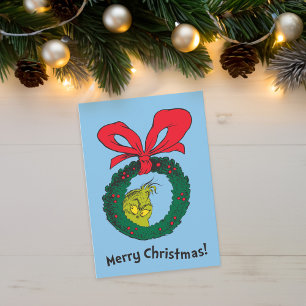 Cartão De Festividades Dr. Seuss Coroa de Natal do Grinch