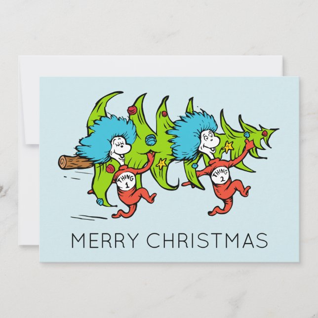 Cartão De Festividades Dr. Seuss | Grinch | Coisa Um Coisa Natal (Frente)