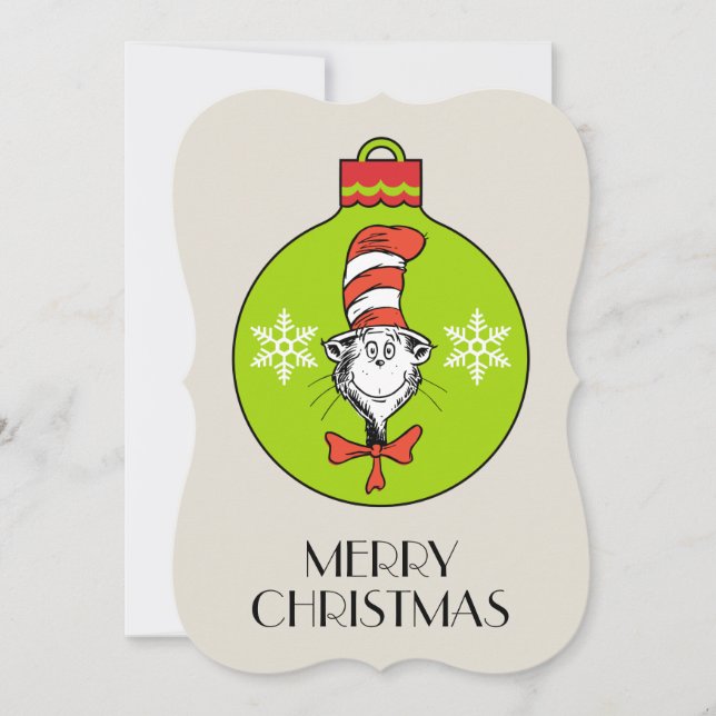 Cartão De Festividades Dr. Seuss | Grinch | Gato no Chapéu Enfeite (Frente)