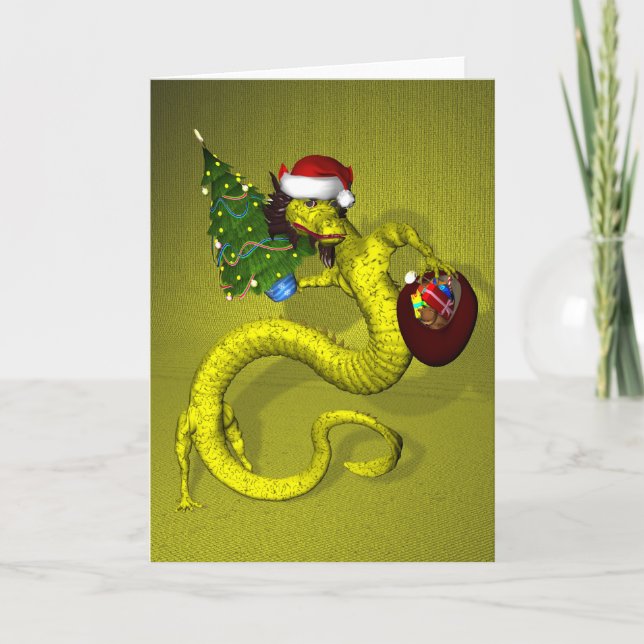 Cartão De Festividades Dragão Amarelo (Frente)