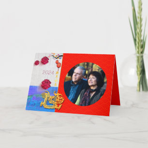 Cartão De Festividades Dragão Chinês Ano de 2024 Adicionar Família de Fot