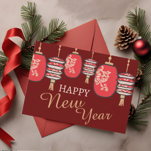 Cartão De Festividades Dragão Lanterna Vermelho do Ano Novo Chinês