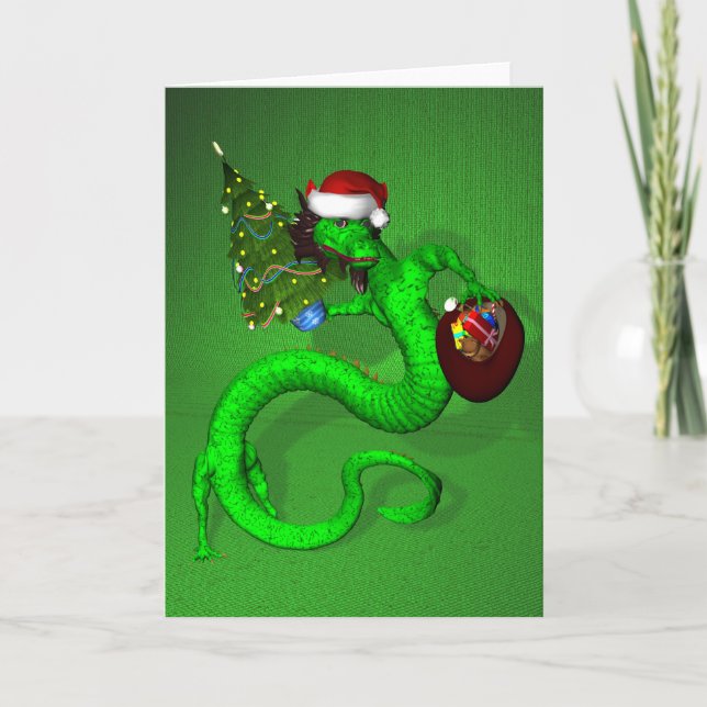 Cartão De Festividades Dragão Verde (Frente)