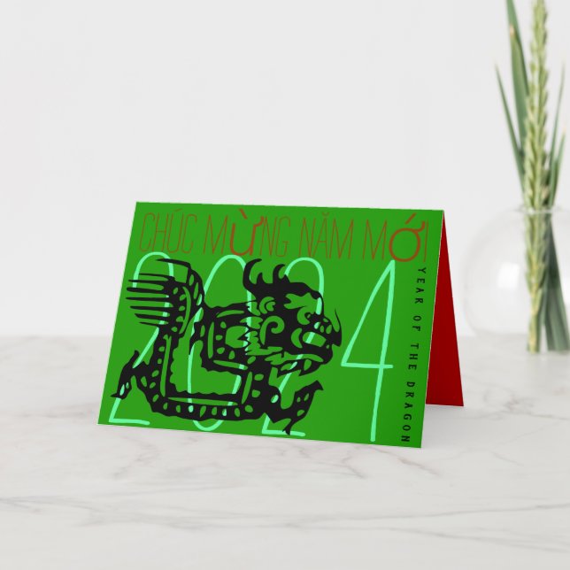 Cartão De Festividades Dragão Vietnamita Moderno Ano Novo 2024 HGC (Frente)