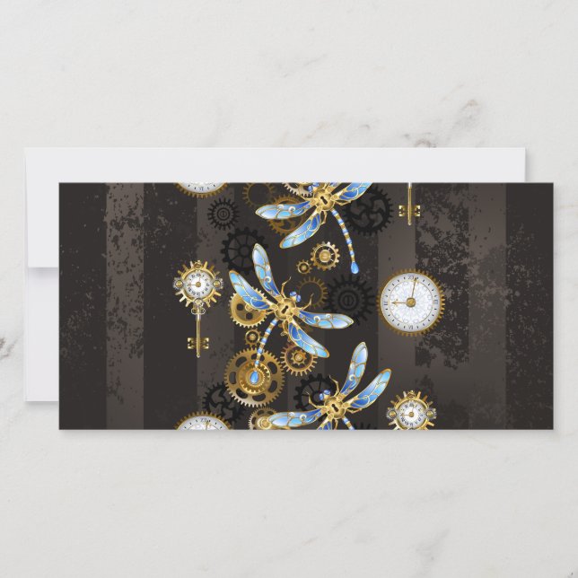 Cartão De Festividades Dragões-do-galho-do-mar em fundo listrado castanho (Frente)