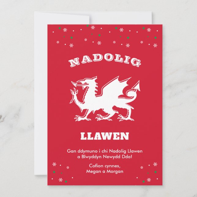 Cartão De Festividades Dragon Nadolig Llawen Welsh Pensava Feliz Natal (Frente)