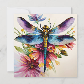 Cartão De Festividades Dragonfly Floral Multicolor Art